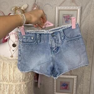 y2k distressed micro denim shorts